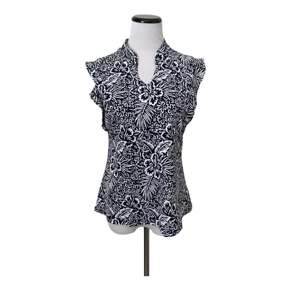 Tommy Bahama Athletic Sleeveless Top Sz M Blue Floral Golf Tennis Activewear